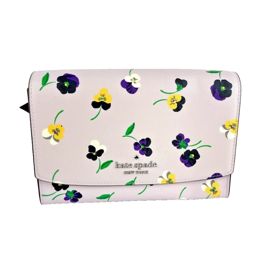 Kate Spade New York Carson Saffiano Leather Pansy Toss Crossbody Bag NWT $299